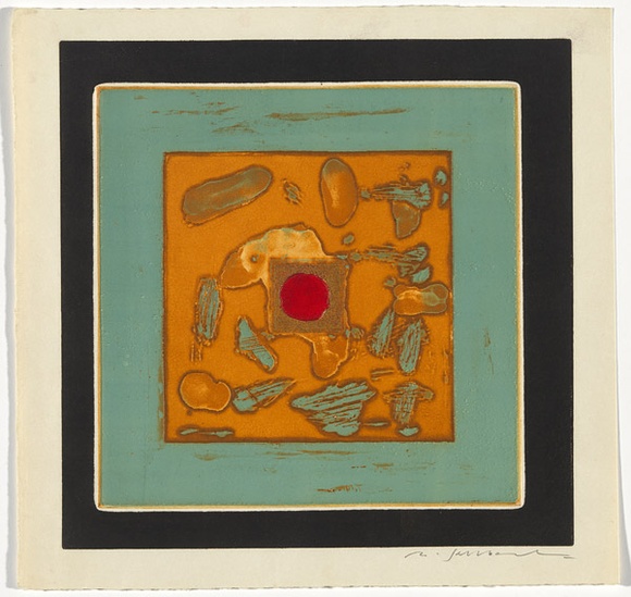 Artist: b'SELLBACH, Udo' | Title: b'(Red circle)' | Date: (1967) | Technique: b'etching, aquatint printed in colour from two? plates' Artist: b'SELLBACH, Udo' | Title: b'(Red circle)' | Date: (1967) | Technique: b'etching, aquatint printed in colour from two? plates'
