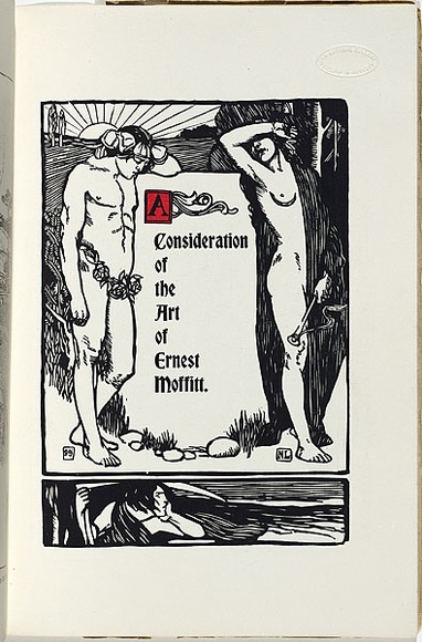 Artist: b'Lindsay, Norman.' | Title: b'Title-page.' | Date: 1899 | Technique: b'woodcut, printed in black and red ink, from two blocks' | Copyright: b'Courtesy of the National Library of Australia' Artist: b'Lindsay, Norman.' | Title: b'Title-page.' | Date: 1899 | Technique: b'woodcut, printed in black and red ink, from two blocks' | Copyright: b'Courtesy of the National Library of Australia'