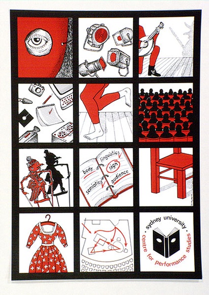 Artist: b'Stejskal, Josef Lada.' | Title: b'Body, Linguistics, Semiotics, Audience. Sydney University Centre for Performance Studies.' | Date: 1990 | Technique: b'offset-lithograph, printed in black ink, from one plate' Artist: b'Stejskal, Josef Lada.' | Title: b'Body, Linguistics, Semiotics, Audience. Sydney University Centre for Performance Studies.' | Date: 1990 | Technique: b'offset-lithograph, printed in black ink, from one plate'