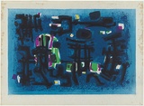 Artist: Faerber, Ruth. | Title: Figures in the night | Date: 1967 | Technique: lithograph, printed in colour, from multiple zinc plates