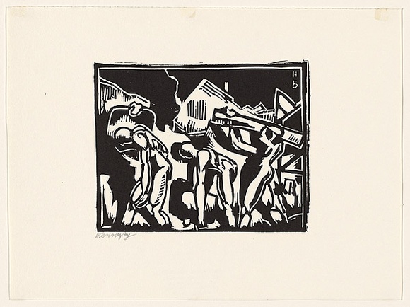 Artist: b'Brodzky, Horace.' | Title: b'Builders.' | Date: 1919 | Technique: b'linocut, printed in black ink, from one block' Artist: b'Brodzky, Horace.' | Title: b'Builders.' | Date: 1919 | Technique: b'linocut, printed in black ink, from one block'