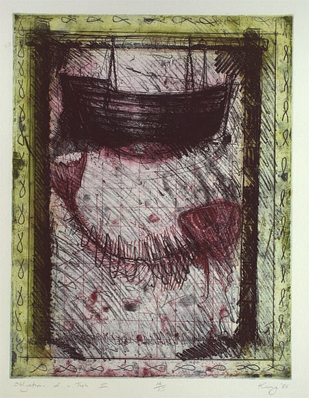 Artist: b'KING, Martin' | Title: b'Obligations of a fish III' | Date: 1986 | Technique: b'etching, printed in colour, from multiple plates' Artist: b'KING, Martin' | Title: b'Obligations of a fish III' | Date: 1986 | Technique: b'etching, printed in colour, from multiple plates'