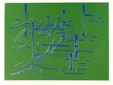 Artist: b'COLEING, Tony' | Title: bDrawing for 'to do with blue' sculpture II (2). | Date: 1975 | Technique: b'screenprint, printed in colour, from multiple stencils'