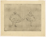 Artist: WILLIAMS, Fred | Title: Windmill girls | Date: 1955-56 | Technique: etching, drypoint, foul biting, printed in black ink with plate, from one copper plate | Copyright: © Fred Williams Estate