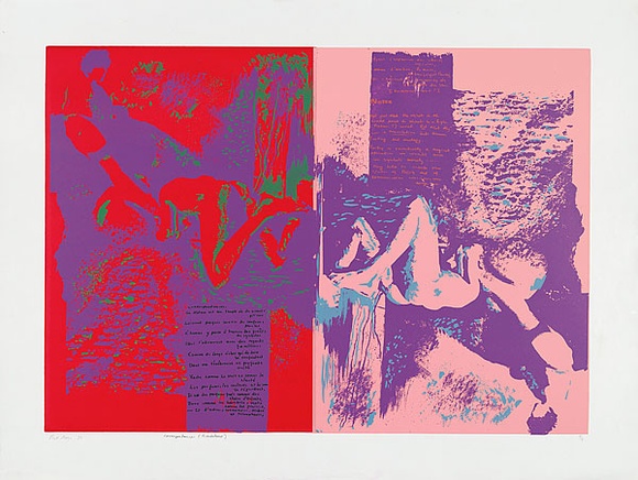 Artist: b'MEYER, Bill' | Title: b'Correspondences (Baudelaire).' | Date: 1970 | Technique: b'screenprint, printed in seven colours, from two hand cut screens, one block out reduction screen, one hand drawn photo screen and one photo ortho screen' | Copyright: b'\xc2\xa9 Bill Meyer' Artist: b'MEYER, Bill' | Title: b'Correspondences (Baudelaire).' | Date: 1970 | Technique: b'screenprint, printed in seven colours, from two hand cut screens, one block out reduction screen, one hand drawn photo screen and one photo ortho screen' | Copyright: b'\xc2\xa9 Bill Meyer'