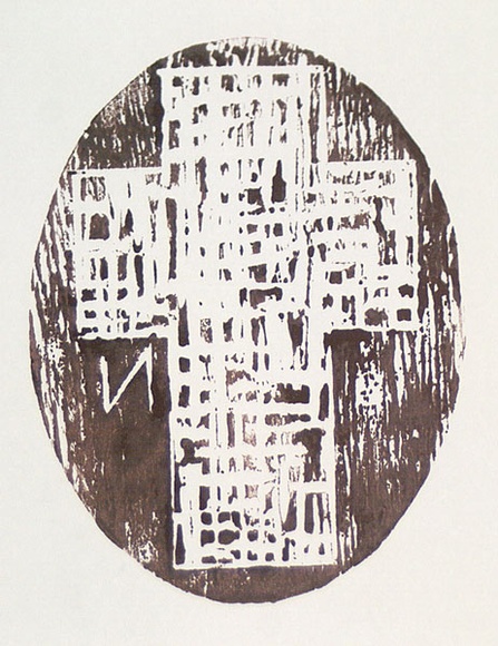 Artist: b'Nixon, John.' | Title: b'not titled' | Date: 1985 | Technique: b'woodcut, printed in red-brown ink, from one block' Artist: b'Nixon, John.' | Title: b'not titled' | Date: 1985 | Technique: b'woodcut, printed in red-brown ink, from one block'