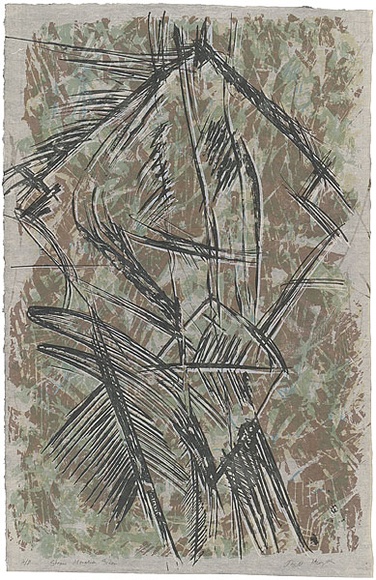 Artist: b'MEYER, Bill' | Title: b'Straw monolith green' | Date: 1987 | Technique: b'screenprint, printed in colour, from multiple stencils' | Copyright: b'\xc2\xa9 Bill Meyer' Artist: b'MEYER, Bill' | Title: b'Straw monolith green' | Date: 1987 | Technique: b'screenprint, printed in colour, from multiple stencils' | Copyright: b'\xc2\xa9 Bill Meyer'