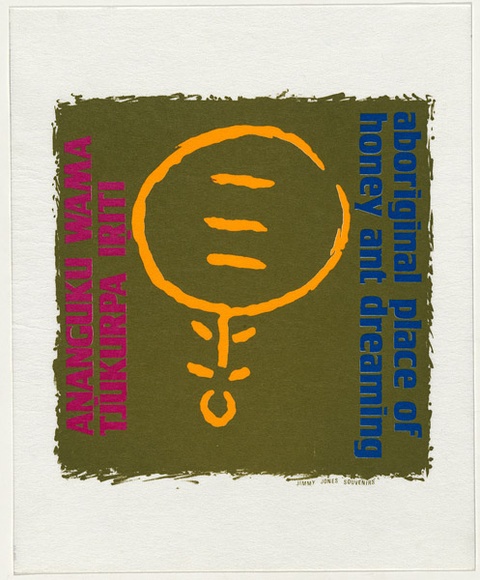 Artist: b'WORSTEAD, Paul' | Title: b'Aboriginal place of honey ant dreaming - ANANGUKU WAMA TJUKURPA IRITI' | Date: 1985 | Technique: b'screenprint, printed in colour, from four stencils' | Copyright: b'This work appears on screen courtesy of the artist' Artist: b'WORSTEAD, Paul' | Title: b'Aboriginal place of honey ant dreaming - ANANGUKU WAMA TJUKURPA IRITI' | Date: 1985 | Technique: b'screenprint, printed in colour, from four stencils' | Copyright: b'This work appears on screen courtesy of the artist'