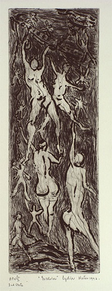 Artist: b'Waters, Lydia.' | Title: b'Excelsior' | Date: 1993, February - March | Technique: b'etching, printed in black ink, from one stone' Artist: b'Waters, Lydia.' | Title: b'Excelsior' | Date: 1993, February - March | Technique: b'etching, printed in black ink, from one stone'