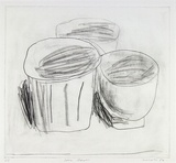 Artist: Lincoln, Kevin. | Title: Some bowls | Date: 1982 | Technique: drypoint, printed in black ink with plate-tone, from one plate | Copyright: © Kevin Lincoln. Licensed by VISCOPY, Australia