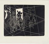 Artist: WALKER, Murray | Title: Karen and mirrors. | Date: 1969 | Technique: linocut, printed in black ink, from one block