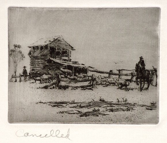 Artist: b'Bull, Norma C.' | Title: b'Farm life.' | Date: c.1933 | Technique: b'etching and aquatint, printed in brown ink, from one plate' Artist: b'Bull, Norma C.' | Title: b'Farm life.' | Date: c.1933 | Technique: b'etching and aquatint, printed in brown ink, from one plate'
