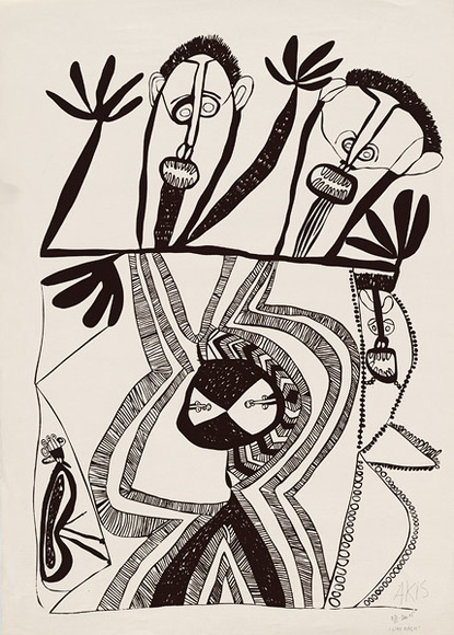 Artist: b'Akis, Timothy' | Title: b'War magic.' | Date: December 1975 | Technique: b'photo-screenprint, printed in brown ink, from one screen'