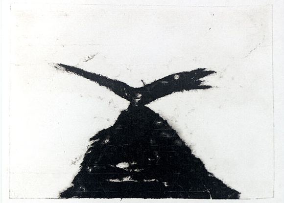 Artist: b'Roberts, Neil.' | Title: b'Eruptions 25' | Date: 1991 | Technique: b'pigment-transfer, printed in brown ink, from one bitumen paper plate' Artist: b'Roberts, Neil.' | Title: b'Eruptions 25' | Date: 1991 | Technique: b'pigment-transfer, printed in brown ink, from one bitumen paper plate'
