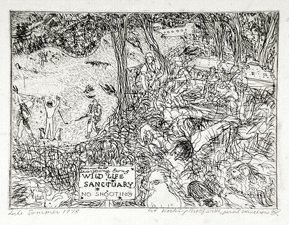 Artist: b'Rooney, Elizabeth.' | Title: b'Late Summer 1978' | Date: 1978 | Technique: b'etching, printed in black ink with pencil from one plate,' Artist: b'Rooney, Elizabeth.' | Title: b'Late Summer 1978' | Date: 1978 | Technique: b'etching, printed in black ink with pencil from one plate,'