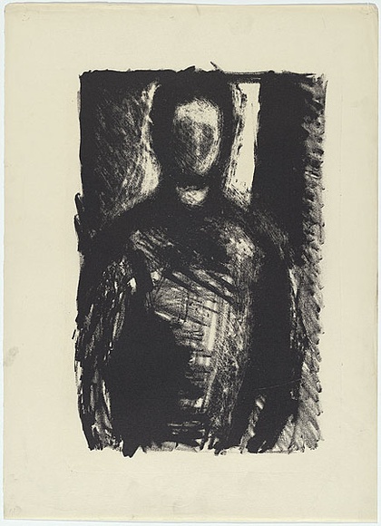 Artist: b'MADDOCK, Bea' | Title: b'Self portrait' | Date: 1961 | Technique: b'lithograph worked in crayon and touche, printed in black ink, from one stone' Artist: b'MADDOCK, Bea' | Title: b'Self portrait' | Date: 1961 | Technique: b'lithograph worked in crayon and touche, printed in black ink, from one stone'