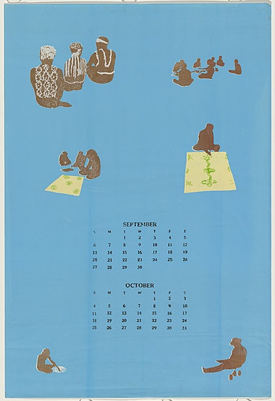 Artist: b'Johnson, Tim.' | Title: b'Calendar: September, October' | Date: 1981 | Technique: b'screenprint, printed in colour, from multiple stencils' | Copyright: b'\xc2\xa9 Tim Johnson'