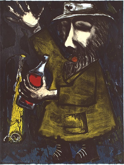 Artist: b'Hegyi, Evan.' | Title: bAn old man sings 'oh my lady of the flowers' | Date: 1994, October | Technique: b'lithograph, printed in colour, from mulptiple stones' Artist: b'Hegyi, Evan.' | Title: bAn old man sings 'oh my lady of the flowers' | Date: 1994, October | Technique: b'lithograph, printed in colour, from mulptiple stones'