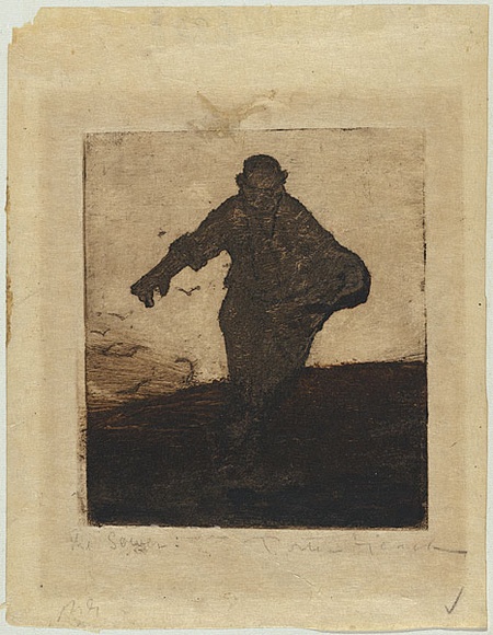 Artist: b'Geach, Portia.' | Title: b'The sower.' | Date: c.1898 | Technique: b'etching, printed in two tones of brown ink, from one plate' | Copyright: b'With permission from Trust Company Limited, Trustee for the Portia Geach Memorial Fund' Artist: b'Geach, Portia.' | Title: b'The sower.' | Date: c.1898 | Technique: b'etching, printed in two tones of brown ink, from one plate' | Copyright: b'With permission from Trust Company Limited, Trustee for the Portia Geach Memorial Fund'