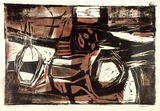 Artist: GLEGHORN, Tom. | Title: Riverina harvest | Date: 1960 | Technique: woodcut, printed in colour, from two masonite blocks | Copyright: © Thomas Gleghorn