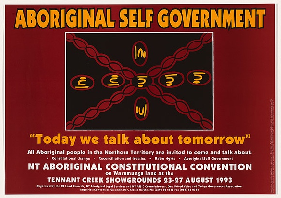 Artist: b'MACKINOLTY, Chips' | Title: b'Aboriginal self government.' | Date: c.2000 | Technique: b'offset-lithograph, printed in colour, from multiple plates' Artist: b'MACKINOLTY, Chips' | Title: b'Aboriginal self government.' | Date: c.2000 | Technique: b'offset-lithograph, printed in colour, from multiple plates'