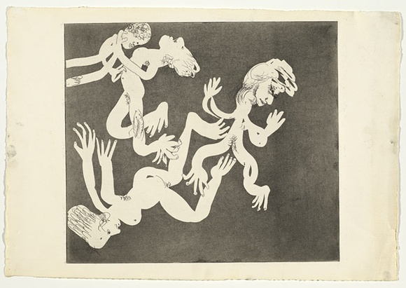 Artist: b'BOYD, Arthur' | Title: b'The women defend themselves?.' | Date: (1970) | Technique: b'etching and aquatint, printed in black ink, from one plate' | Copyright: b'Reproduced with permission of Bundanon Trust' Artist: b'BOYD, Arthur' | Title: b'The women defend themselves?.' | Date: (1970) | Technique: b'etching and aquatint, printed in black ink, from one plate' | Copyright: b'Reproduced with permission of Bundanon Trust'