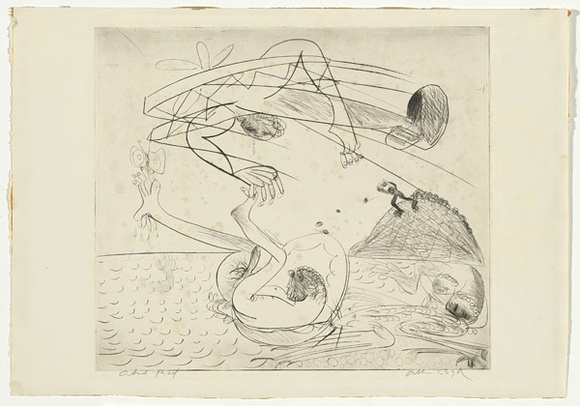 Artist: b'BOYD, Arthur' | Title: b'Bert Hinkler and Polyphemus.' | Date: (1968-69) | Technique: b'drypoint, printed in black ink, from one plate' | Copyright: b'Reproduced with permission of Bundanon Trust' Artist: b'BOYD, Arthur' | Title: b'Bert Hinkler and Polyphemus.' | Date: (1968-69) | Technique: b'drypoint, printed in black ink, from one plate' | Copyright: b'Reproduced with permission of Bundanon Trust'