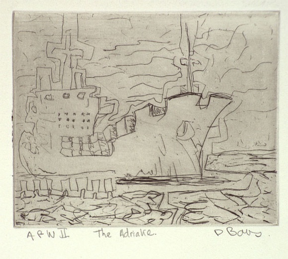 Artist: b'Bowers, David.' | Title: b'The Adriake' | Date: 1993 | Technique: b'etching, printed in black ink, from one plate' Artist: b'Bowers, David.' | Title: b'The Adriake' | Date: 1993 | Technique: b'etching, printed in black ink, from one plate'