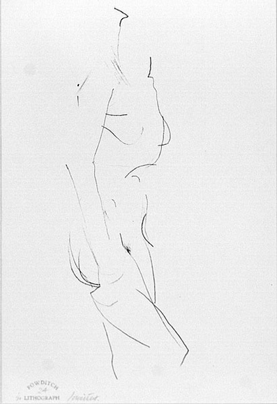 Artist: b'Powditch, Peter.' | Title: b'not titled [standing female nude]' | Date: c.1972 | Technique: b'lithograph, printed in black ink, from one plate'