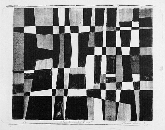 Artist: b'Sharp, James.' | Title: b'Black and grey.' | Date: 1963 | Technique: b'lithograph, printed in black ink, from one stone' | Copyright: b'\xc2\xa9 Estate of James Sharp' Artist: b'Sharp, James.' | Title: b'Black and grey.' | Date: 1963 | Technique: b'lithograph, printed in black ink, from one stone' | Copyright: b'\xc2\xa9 Estate of James Sharp'
