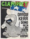 Artist: Charlton, Colin. | Title: C.I.A. puppet. Oppose Kerr demo. | Date: 1976 | Technique: screenprint, printed in colour, from four stencils