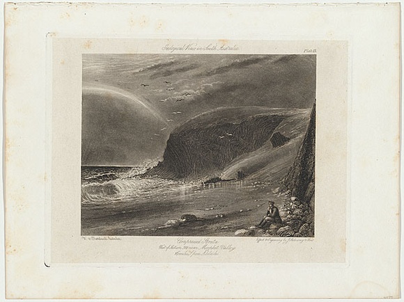 Title: b'Compressed strata, west of section 512 near Morphet Valley, 16 miles S. from Adelaide.' | Date: 1855-56 | Technique: b'etching, engraving, and aquatint, printed in black ink, from one copper plate' Title: b'Compressed strata, west of section 512 near Morphet Valley, 16 miles S. from Adelaide.' | Date: 1855-56 | Technique: b'etching, engraving, and aquatint, printed in black ink, from one copper plate'