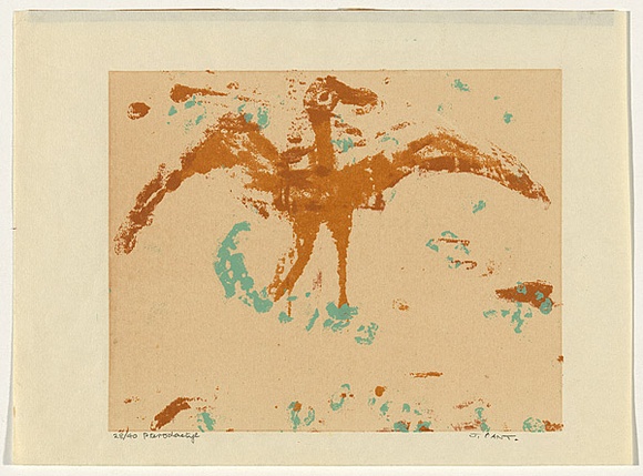 Artist: b'Cant, James.' | Title: b'Pterodactyl.' | Date: c.1970 | Technique: b'screenprint, printed in colour, from three stencils' Artist: b'Cant, James.' | Title: b'Pterodactyl.' | Date: c.1970 | Technique: b'screenprint, printed in colour, from three stencils'