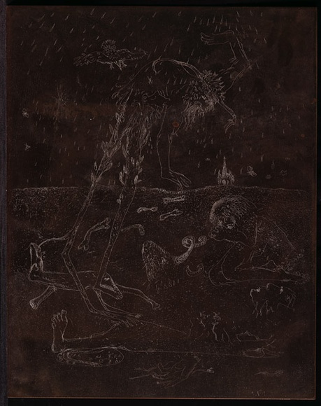 Artist: b'BOYD, Arthur' | Title: b'Plate 22: Jonah page 112.' | Date: 1972-73 | Technique: b'etched plate' | Copyright: b'This work appears on screen courtesy of Bundanon Trust' Artist: b'BOYD, Arthur' | Title: b'Plate 22: Jonah page 112.' | Date: 1972-73 | Technique: b'etched plate' | Copyright: b'This work appears on screen courtesy of Bundanon Trust'