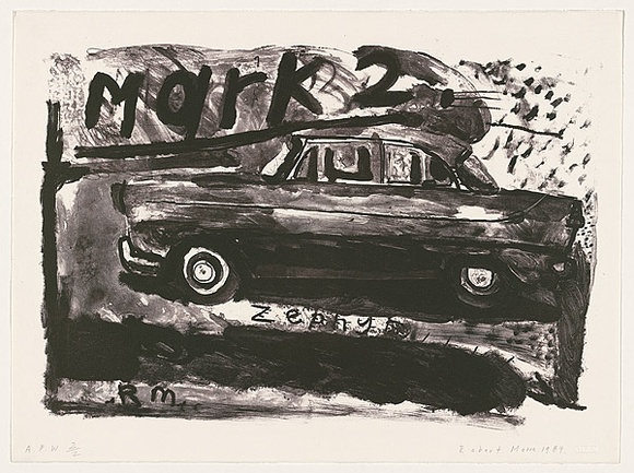 Artist: b'Moore, Robert.' | Title: b'Mark I Zephyr' | Date: 1989 | Technique: b'lithograph, printed in black ink, from one stone' Artist: b'Moore, Robert.' | Title: b'Mark I Zephyr' | Date: 1989 | Technique: b'lithograph, printed in black ink, from one stone'