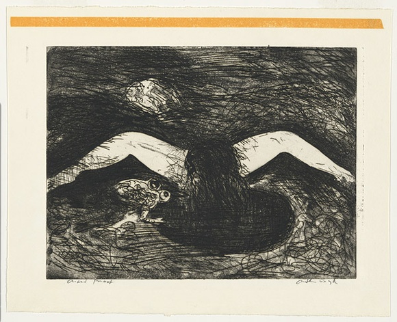 Artist: b'BOYD, Arthur' | Title: b'Crouching nude with frog.' | Date: 1962-63 | Technique: b'etching and aquatint, printed in black ink, from one plate' | Copyright: b'Reproduced with permission of Bundanon Trust' Artist: b'BOYD, Arthur' | Title: b'Crouching nude with frog.' | Date: 1962-63 | Technique: b'etching and aquatint, printed in black ink, from one plate' | Copyright: b'Reproduced with permission of Bundanon Trust'
