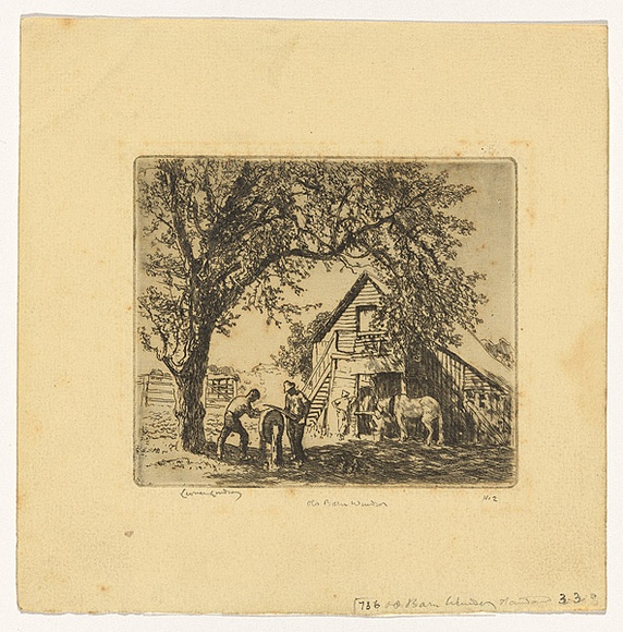 Artist: LINDSAY, Lionel | Title: Old barn, Windsor, NSW | Date: 1919 | Technique: etching, printed in black ink, from one plate | Copyright: Courtesy of the National Library of Australia Artist: LINDSAY, Lionel | Title: Old barn, Windsor, NSW | Date: 1919 | Technique: etching, printed in black ink, from one plate | Copyright: Courtesy of the National Library of Australia