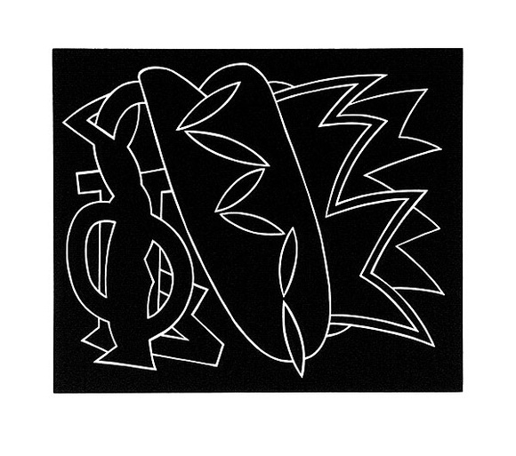 Artist: b'LEACH-JONES, Alun' | Title: b'Cypress and acacia' | Date: 1986 | Technique: b'linocut, printed in black ink, from one block' | Copyright: b'Courtesy of the artist' Artist: b'LEACH-JONES, Alun' | Title: b'Cypress and acacia' | Date: 1986 | Technique: b'linocut, printed in black ink, from one block' | Copyright: b'Courtesy of the artist'