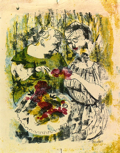 Artist: b'Wall, Edith.' | Title: b'Slimming diet' | Date: c.1958 | Technique: b'lithograph, printed in colour, from multiple plates' | Copyright: b'Courtesy of the artist' Artist: b'Wall, Edith.' | Title: b'Slimming diet' | Date: c.1958 | Technique: b'lithograph, printed in colour, from multiple plates' | Copyright: b'Courtesy of the artist'
