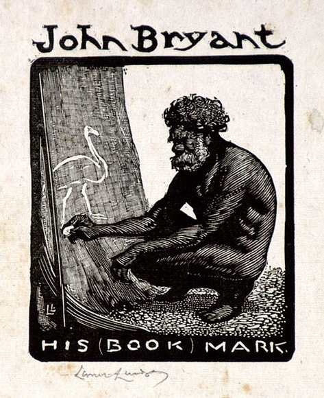 Artist: b'LINDSAY, Lionel' | Title: b'Book plate: John Bryant' | Date: 1925 | Technique: b'wood-engraving, printed in black ink, from one block' | Copyright: b'Courtesy of the National Library of Australia' Artist: b'LINDSAY, Lionel' | Title: b'Book plate: John Bryant' | Date: 1925 | Technique: b'wood-engraving, printed in black ink, from one block' | Copyright: b'Courtesy of the National Library of Australia'