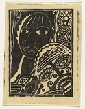 Artist: Weitzel, Frank. | Title: The mask | Date: c.1930 | Technique: linocut, printed in black ink, from one block