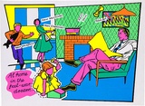 Artist: Waller, Ruth. | Title: At home in the post-war dream ... | Date: 1980's | Technique: screenprint, printed in colour, from seven stencils | Copyright: © Michael Callaghan, Redback Graphix