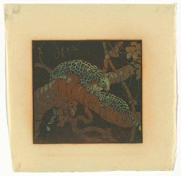 Artist: b'Nimmo, Lorna.' | Title: b'Son, son! said his mother ever so many times, graciously waving her tail, now attend to me and remember what I say' | Date: 1940 | Technique: b'linocut, printed in four colours, from three blocks,' Artist: b'Nimmo, Lorna.' | Title: b'Son, son! said his mother ever so many times, graciously waving her tail, now attend to me and remember what I say' | Date: 1940 | Technique: b'linocut, printed in four colours, from three blocks,'