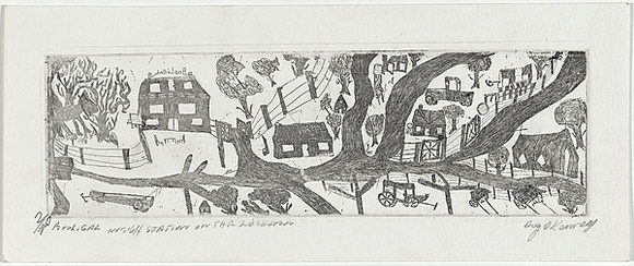Artist: b'Kennedy, Roy.' | Title: b'Booligal weigh station on the Lachlan.' | Date: 2005 | Technique: b'etching, printed in black ink, from one plate' Artist: b'Kennedy, Roy.' | Title: b'Booligal weigh station on the Lachlan.' | Date: 2005 | Technique: b'etching, printed in black ink, from one plate'