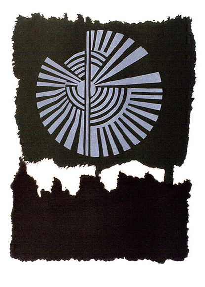 Artist: b'Buckley, Sue.' | Title: b'Voyager.' | Date: 1981 | Technique: b'screenprint, printed in colour, from multiple stencils' | Copyright: b'This work appears on screen courtesy of Sue Buckley and her sister Jean Hanrahan' Artist: b'Buckley, Sue.' | Title: b'Voyager.' | Date: 1981 | Technique: b'screenprint, printed in colour, from multiple stencils' | Copyright: b'This work appears on screen courtesy of Sue Buckley and her sister Jean Hanrahan'