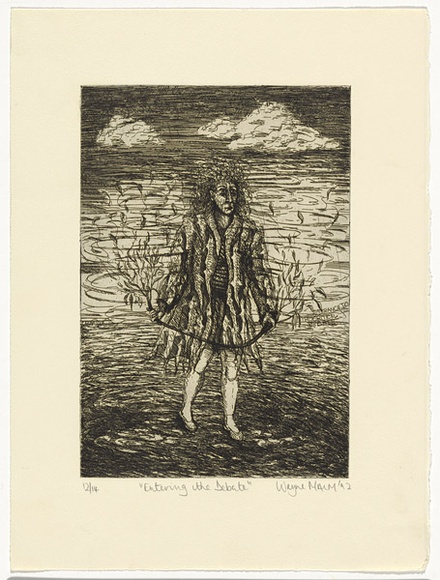 Artist: b'Malm, Wayne.' | Title: b'Entering the debate' | Date: 1992 | Technique: b'etching and aquatint, printed in black ink, from one copper plate' Artist: b'Malm, Wayne.' | Title: b'Entering the debate' | Date: 1992 | Technique: b'etching and aquatint, printed in black ink, from one copper plate'