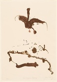 Artist: Olsen, John. | Title: Bird and kangaroo landscape | Date: 1979 | Technique: lithograph, printed in colour, from two plates | Copyright: © John Olsen. Licensed by VISCOPY, Australia