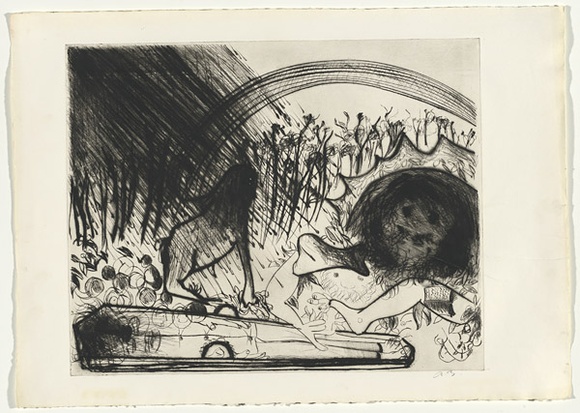 Artist: b'BOYD, Arthur' | Title: b'Lions with bone in wooded landscape (The last of St Jerome).' | Date: (1968-69) | Technique: b'etching and drypoint, printed in black ink, from one plate' | Copyright: b'This work appears on screen courtesy of Bundanon Trust' Artist: b'BOYD, Arthur' | Title: b'Lions with bone in wooded landscape (The last of St Jerome).' | Date: (1968-69) | Technique: b'etching and drypoint, printed in black ink, from one plate' | Copyright: b'This work appears on screen courtesy of Bundanon Trust'