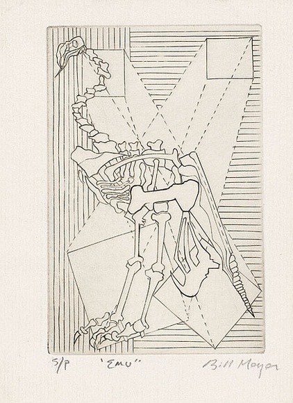 Artist: b'MEYER, Bill' | Title: b'Emu.' | Date: 1968 | Technique: b'etching and aquatint, printed in black ink, from one copper plate' | Copyright: b'\xc2\xa9 Bill Meyer' Artist: b'MEYER, Bill' | Title: b'Emu.' | Date: 1968 | Technique: b'etching and aquatint, printed in black ink, from one copper plate' | Copyright: b'\xc2\xa9 Bill Meyer'