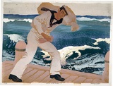 Artist: b'Griffin, Murray.' | Title: b'Home is the sailor' | Date: 1974 | Technique: b'linocut, printed in colour, from multiple blocks; screenprint'